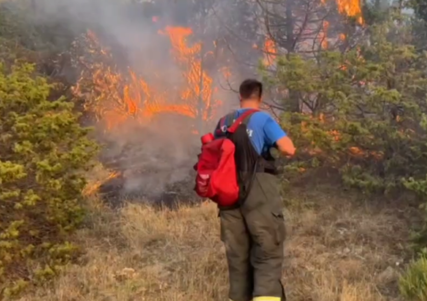 В Судаке потушили крупное возгорание сухой растительности площадью 2000 кв.м