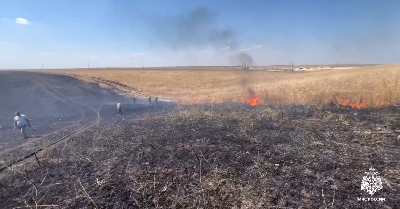 Огонь с автомобиля перекинулся на поле: в Симферопольском районе потушили крупный пожар