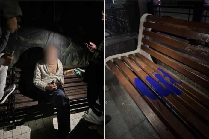 В Судаке поймали вандала, обливавшего фиолетовой краской скамейки  
